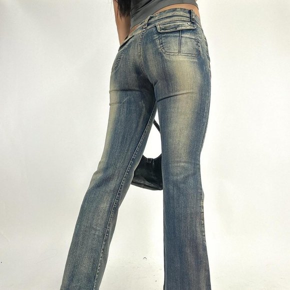 Ultra chic 90s label high waisted print denim pants - Picture 3 of 4